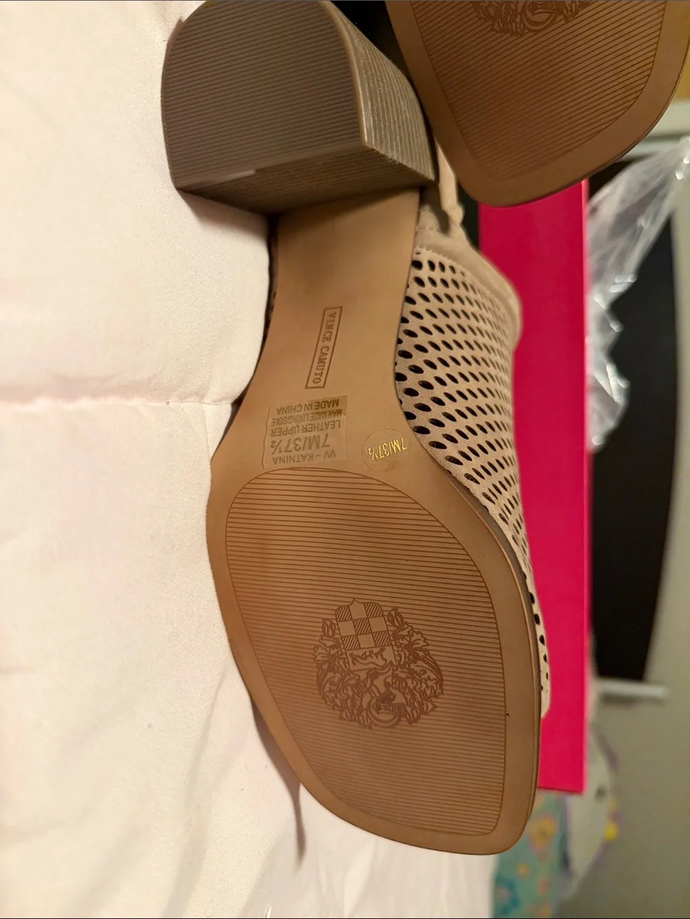 Vince Camuto Truffle Taupe Silky Nubuck Heeled Sandal